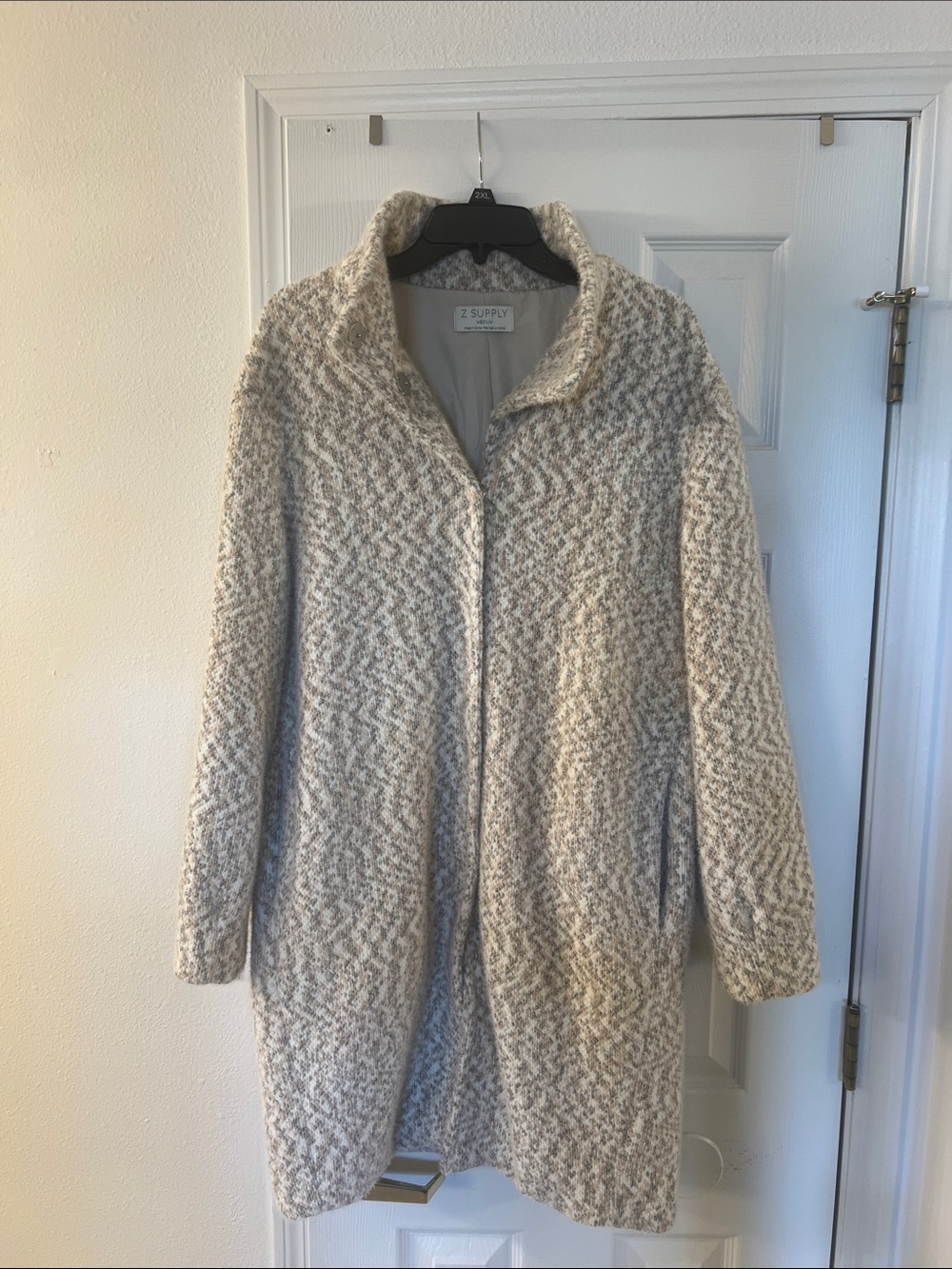 Z Supply Cream Textured Bouclé Pea Coat